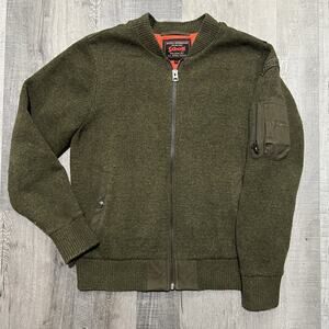 Schott NYC Armed Forces Green Wool Full Zip Military Commando Sweater Men's M